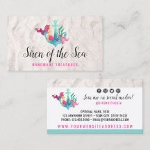 Sjöjungfru på Ankar Nautisk Akvarell Sociala Medie