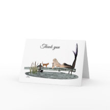 Sjöjungfru på boat Dock-Tack-gratulationskort