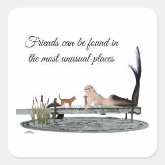 Sjöjungfru på dockningsstämplar för fartyg fyrkantigt klistermärke