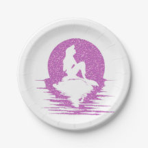 Sjöjungfru på en sten - rosaglitter