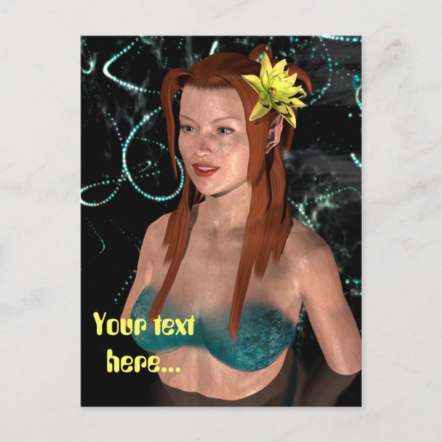 Sjöjungfru på natten vykort (Framsida)