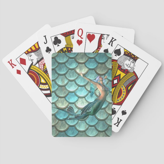 Sjöjungfru på skalor för Sjöjungfru Svan Casinokort (Baksidan)
