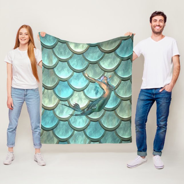 Sjöjungfru på skalor för Sjöjungfru Svan Fleecefilt (På plats)