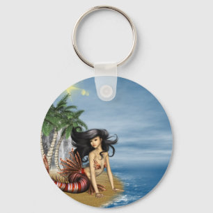 Sjöjungfru på stranden Keychain Nyckelring