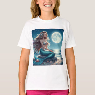 Sjöjungfru på stranden på natten t shirt
