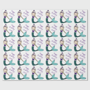 Sjöjungfru pappra födelsedag, sjöjungfru flicka presentpapper