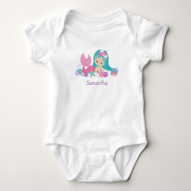 Sjöjungfru Party Baby Onesie T Shirt (Framsida)