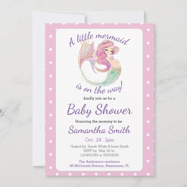 Sjöjungfru Party babyskor under havstemat Inbjudningar (Framsida)