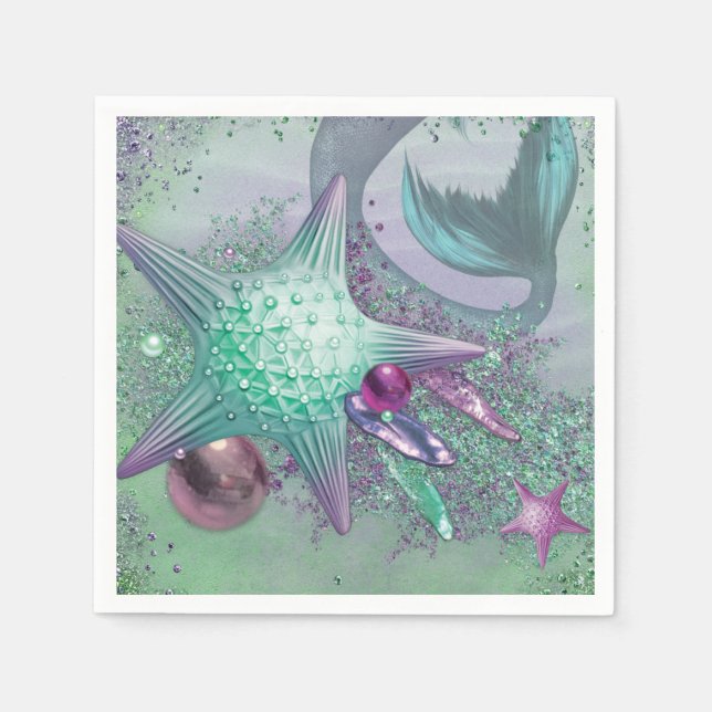 Sjöjungfru Party Delar Pappersservett (Framsidan)