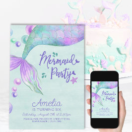 Sjöjungfru Party: Födelsedag i Sjöjungfru Svan Inbjudningar