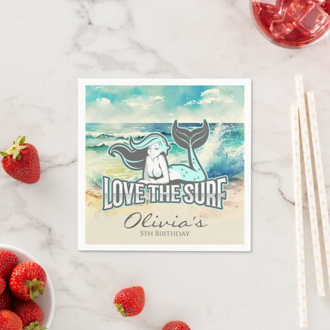 Sjöjungfru Party Kärlek vid Surfan Pappersservett (Insitu)