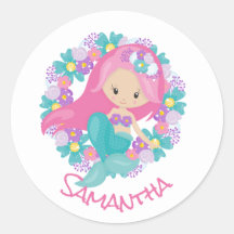 Sjöjungfru Party Lila Classic Round Sticker