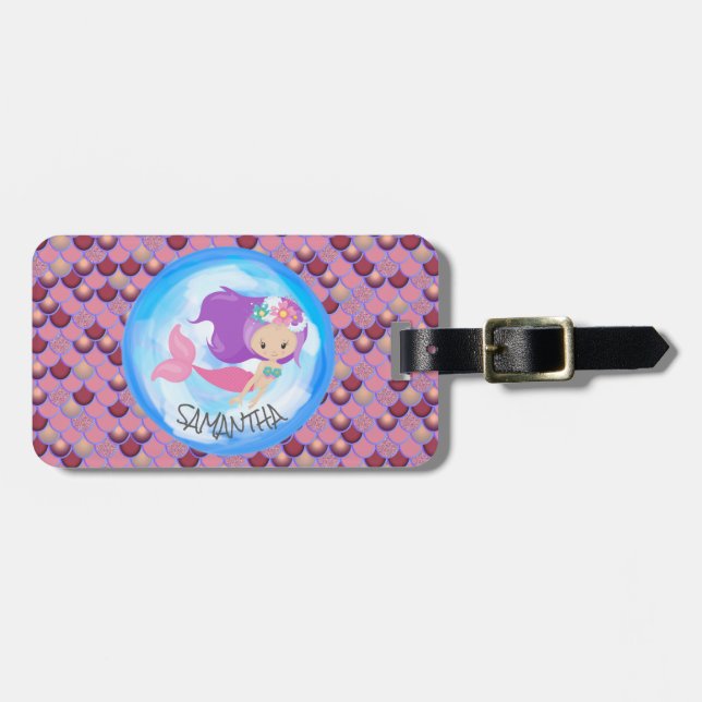 Sjöjungfru Party Lila Rosa Bagagebricka (Horisontell Framsida)