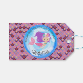 Sjöjungfru Party Lila Rosa Tack Gift Märkre Presentetikett