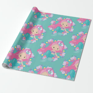 Sjöjungfru Party Lila Wrapping Papper Presentpapper