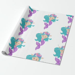 Sjöjungfru Party Lila Wrapping Papper Presentpapper