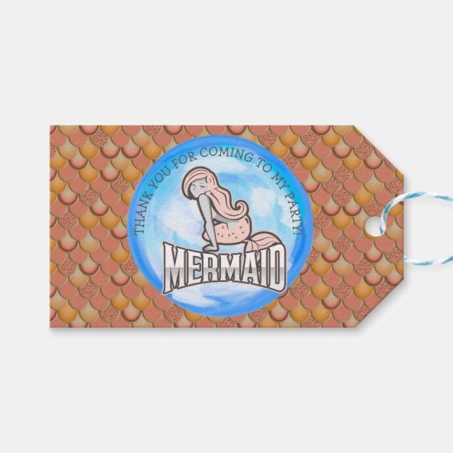 Sjöjungfru Party Tack Gift Märkre Presentetikett (Framsidan (Horisontell))