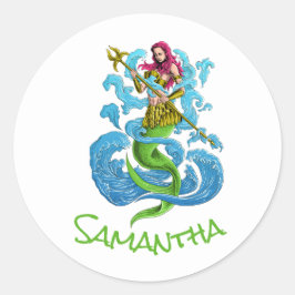 Sjöjungfru Party Warrior Classic Round-fästare Runt Klistermärke