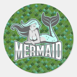 Sjöjungfru Party Warrior Classic Round-fästare Runt Klistermärke