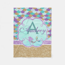 Sjöjungfru Personlig Monogram vrickning Fleecefilt