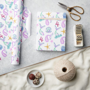 Sjöjungfru Personlig rosa snäcka mönster Presentpapper