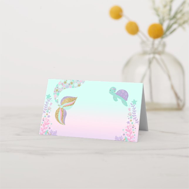 Sjöjungfru Placera Sjöjungfrun Bordsnummer Rosa Gu Placeringskort (Framsida)