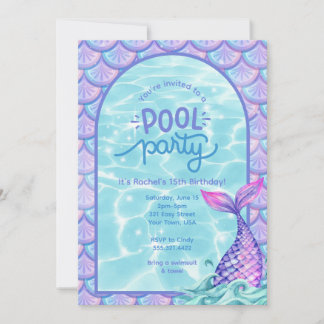 Sjöjungfru Poolparty Inbjudan