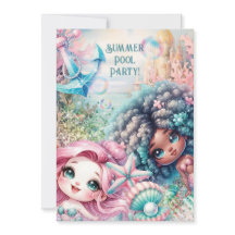 Sjöjungfru poolparty inbjudan
