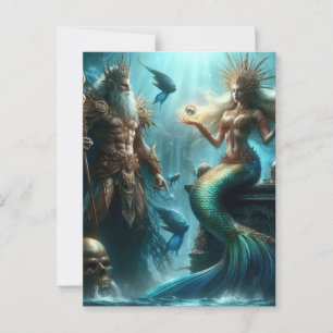 Sjöjungfru Poseidon Vykort
