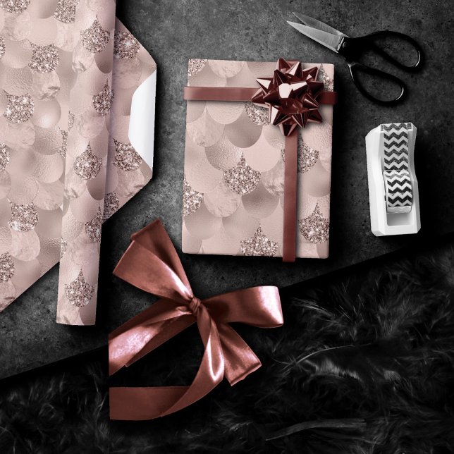 Sjöjungfru Posh  | Dusty Terracotta Peach Sheen Presentpapper (Skapare uppladdad)
