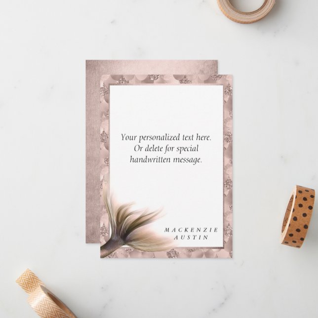 Sjöjungfru Posh Svan | Dusty Terracotta Peach Anpa Anteckningskort (Fram/Back In Situ)