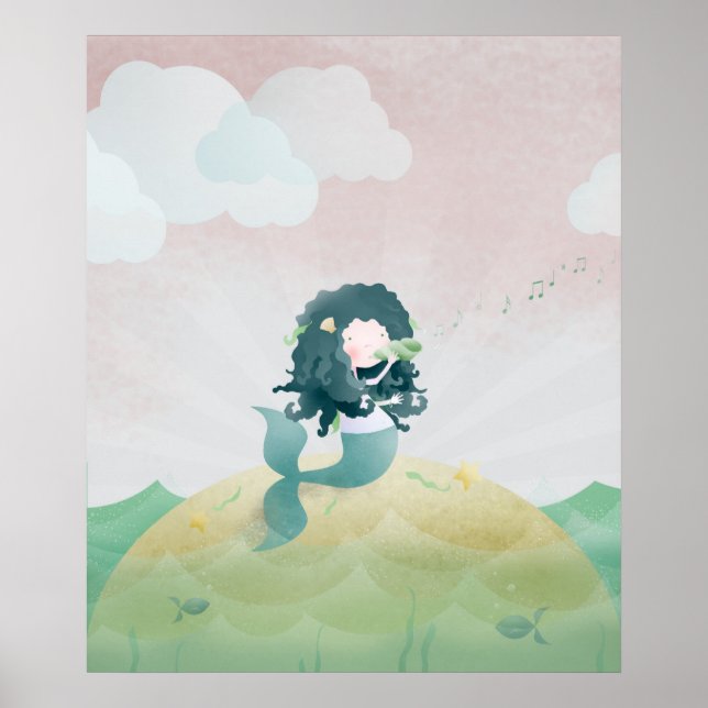 Sjöjungfru - poster utskrift (Framsidan)