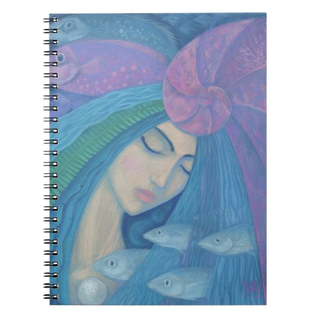 Sjöjungfru Princess, Underwater Fantasy, Rosa Blue Anteckningsbok Med Spiral (Framsidan)