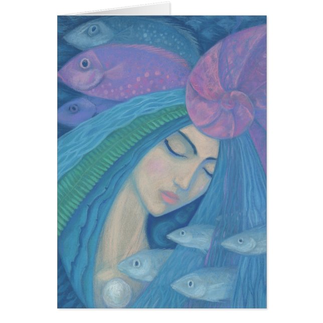 Sjöjungfru Princess, Underwater Fantasy, Rosa Blue Hälsningskort (Framsidan)