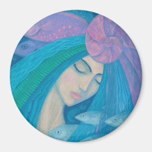 Sjöjungfru Princess, Underwater Fantasy, Rosa Blue Magnet