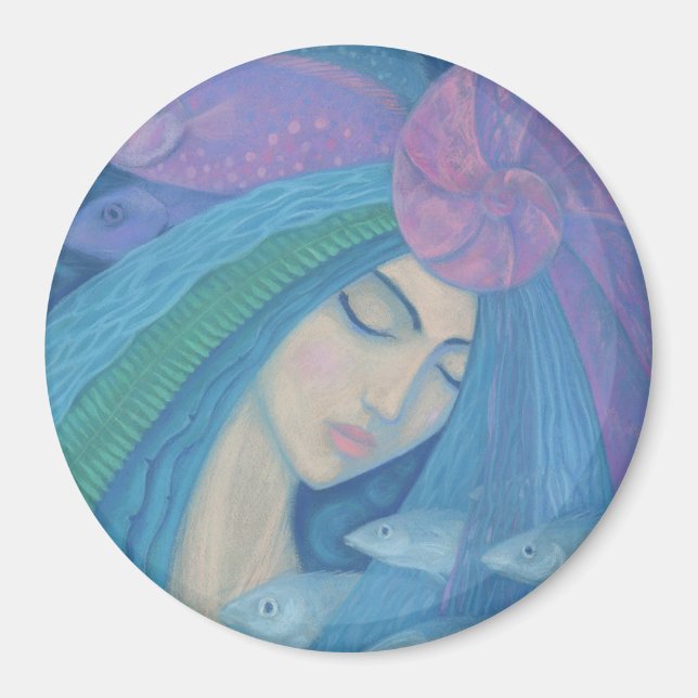 Sjöjungfru Princess, Underwater Fantasy, Rosa Blue Magnet (Framsidan)