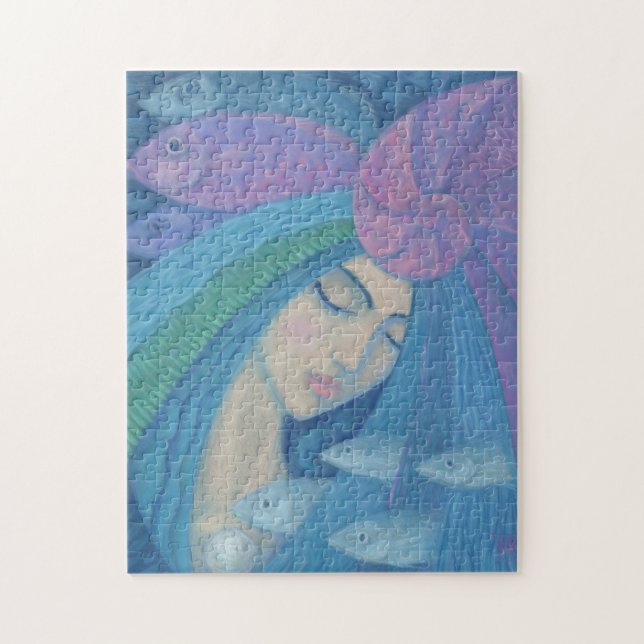 Sjöjungfru Princess, Underwater Fantasy, Rosa Blue Pussel (Vertikal)