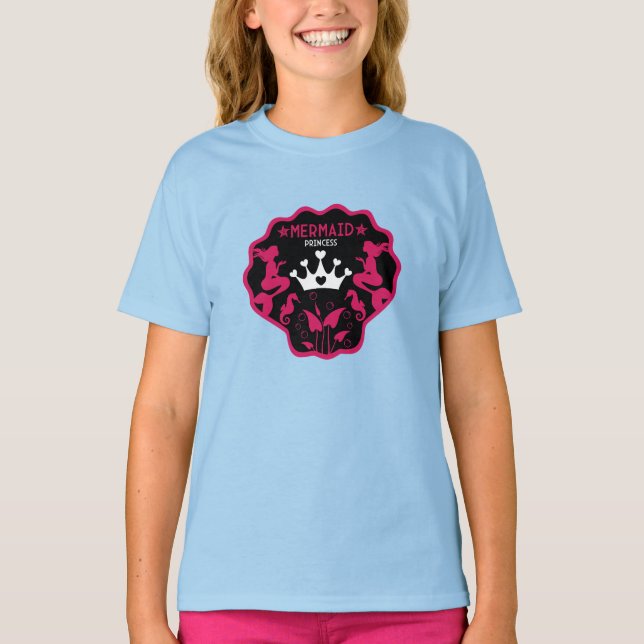 Sjöjungfru prinsessa flicka t shirt (Framsida)