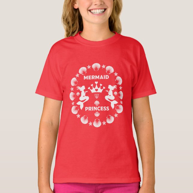 Sjöjungfru prinsessa flicka t shirt (Framsida)