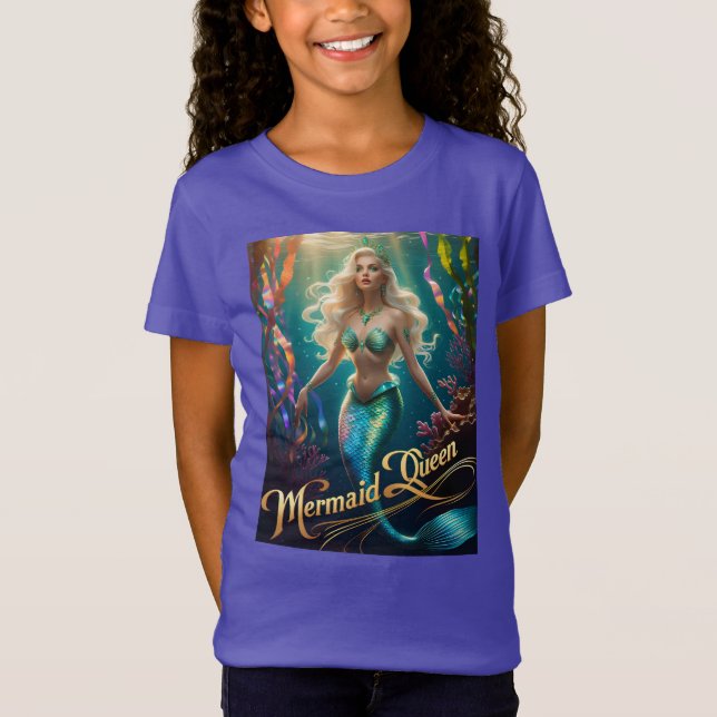 Sjöjungfru Queen Underwater Art Tee Girls Gift (Framsida)