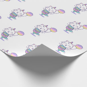 Sjöjungfru Rainbow Unicorn Färg Kitten Girly Presentpapper