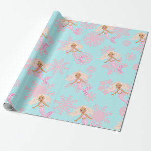 Sjöjungfru Rosa Blue Girl Snowflake Presentpapper