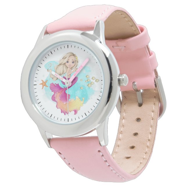 Sjöjungfru Rosa  Girl Girl Girl Girl Watch's Watch Armbandsur (Vinklad)