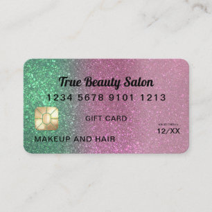 Sjöjungfru Rosa Glitter Kredit-kort, intyg om gåva Visitkort