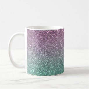 Sjöjungfru Rosa Grönt Sparkly Glitter Ombre Kaffemugg