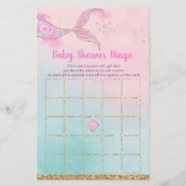 Sjöjungfru Rosa Guld Baby Shower Bingo Game