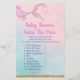 Sjöjungfru Rosa Guld Baby Shower gissar Prist spel
