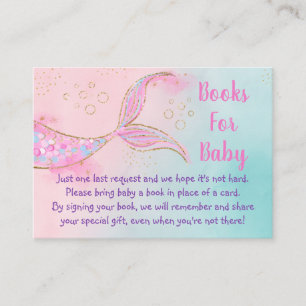 Sjöjungfru Rosa Guld Bebis Baby Shower Bok Begäran Tilläggskort