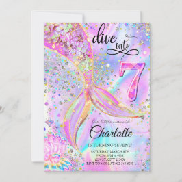 Sjöjungfru Rosa Lila Birthday-inbjudan Inbjudningar