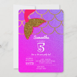 Sjöjungfru Rosa Lila Glitter födelsedag Inbjudningar